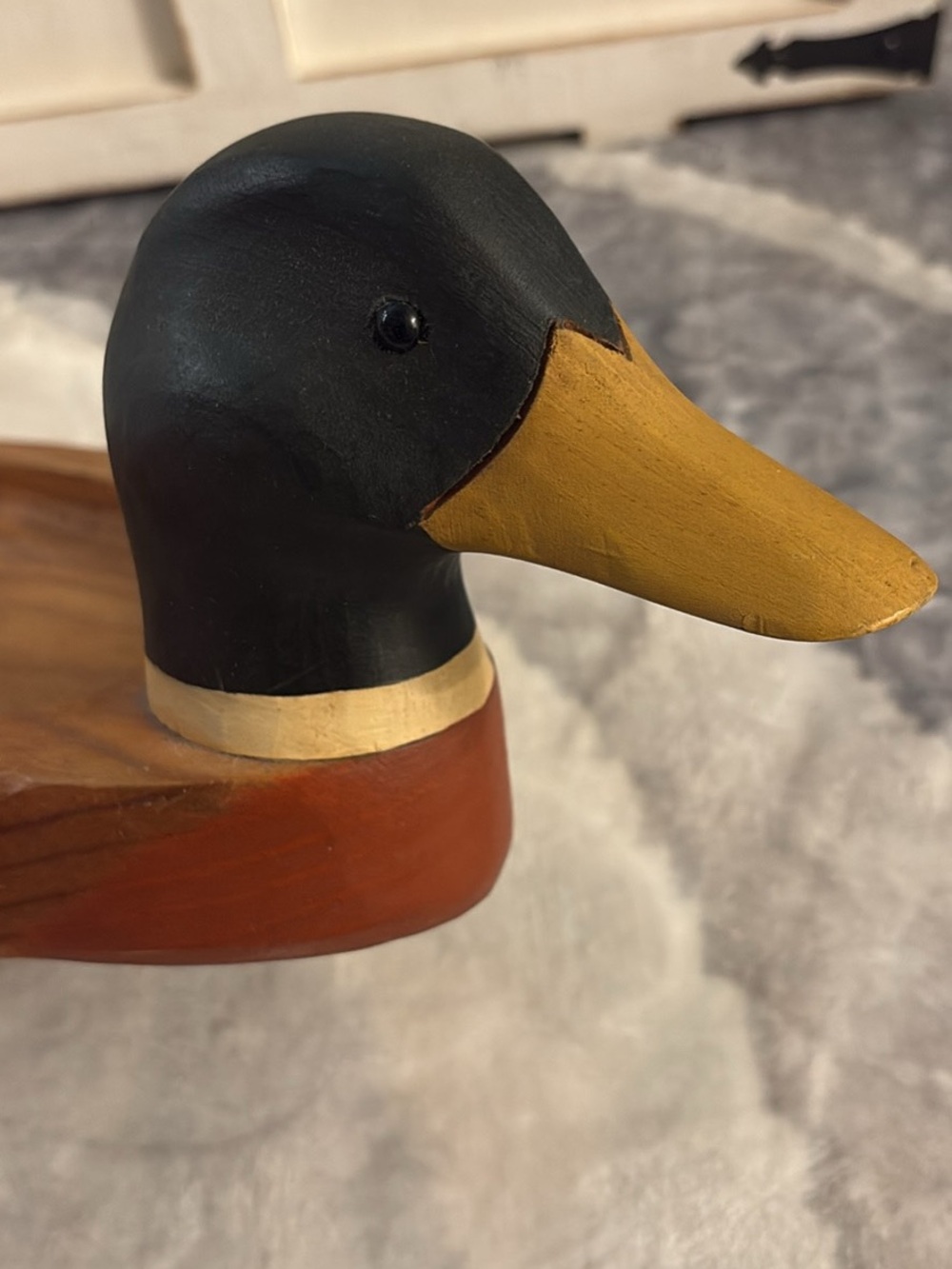 Vintage HandCarved & Painted Wooden Mallard Duck Decoy Catchall Tray Bowl 19”